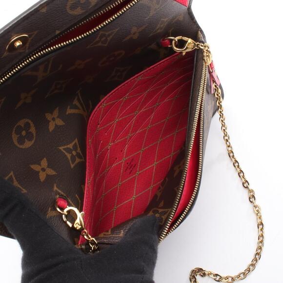 LOUIS VUITTON Authentic Brown Monogram Coated Canvas Pochette Shoulder Bag